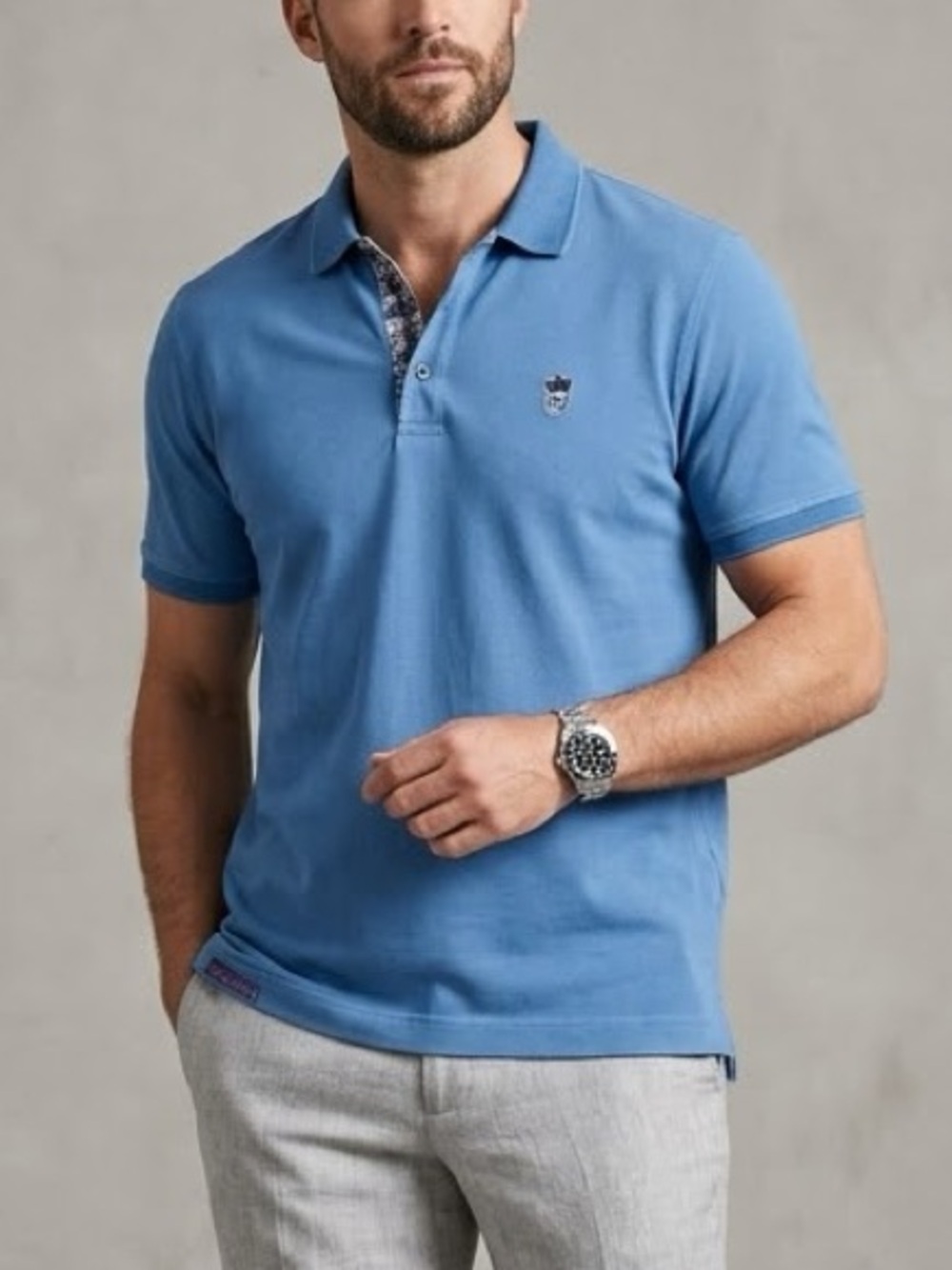Robert Graham Mens Blue Short Sleeve Crowned Skull Polo Shirt Classic Fit 2XL